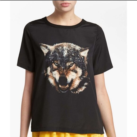 Wolf Print Short Sleeve Top Small - Picture 3 of 5